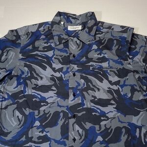 OVADIA & SONS BLUE Camo Short Sleeve Button-Up